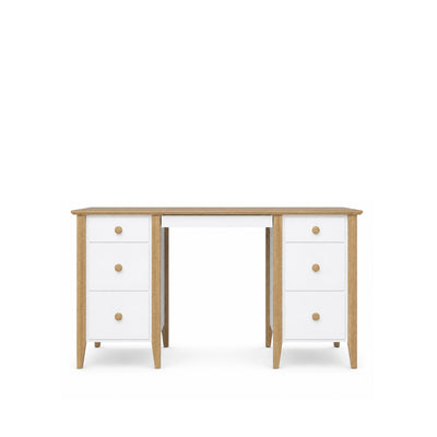 Wooden desk 6S Scandi white / natural oak
