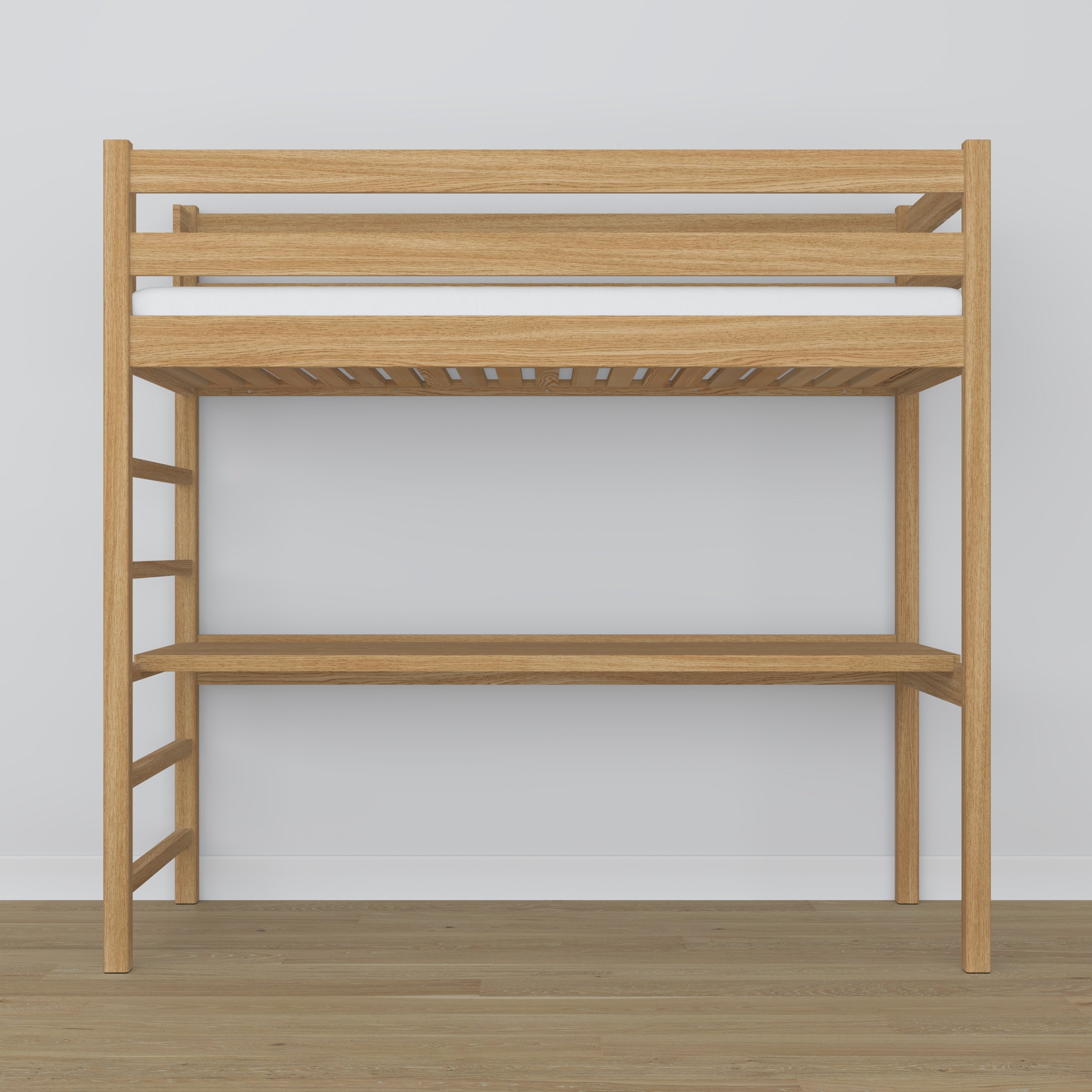 Oak Loft Bed with Desk Natural Oak – Ladder and Joint Details