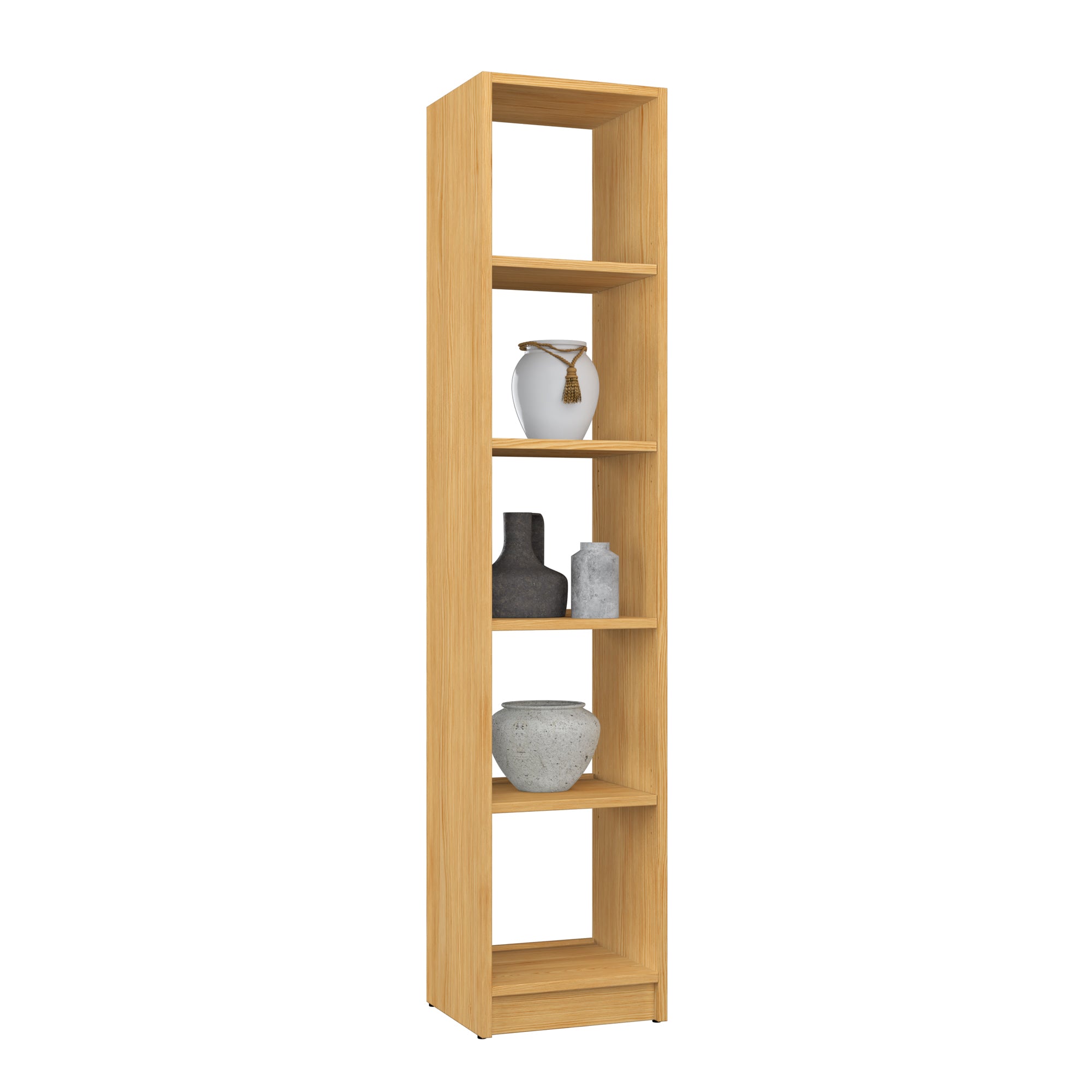 Bookcase wooden natural pine – living room and office, solid wood, Scandinavian style Nizio