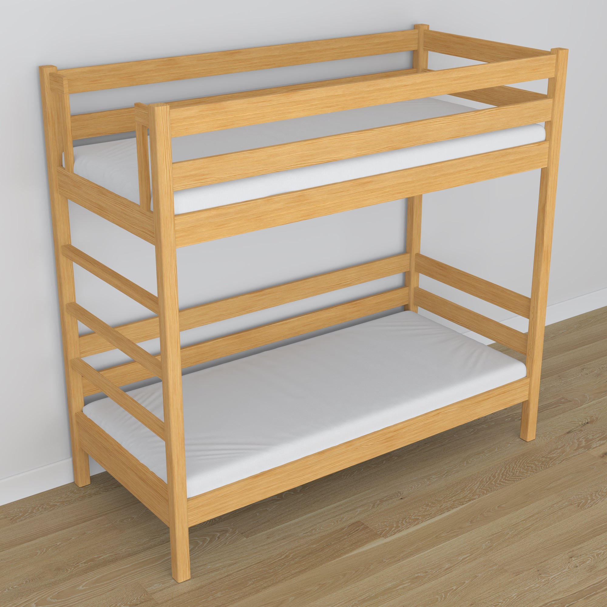 Natural Pine Wooden Bunk Bed – Side View, Nizio Home
