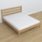 Double bed natural oak in bedroom – bedding arrangement with bedding, scandi style