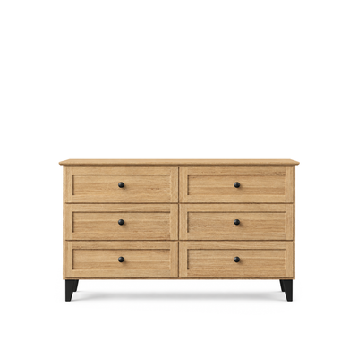 Chest of drawers with 6 drawers oak natural oak with black 154 cm – bedroom, Scandinavian style