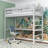 Grey Wooden Loft Bed with Desk – Ladder and Safety Rail