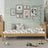 Single oak bed natural oak – side view, furniture proportions