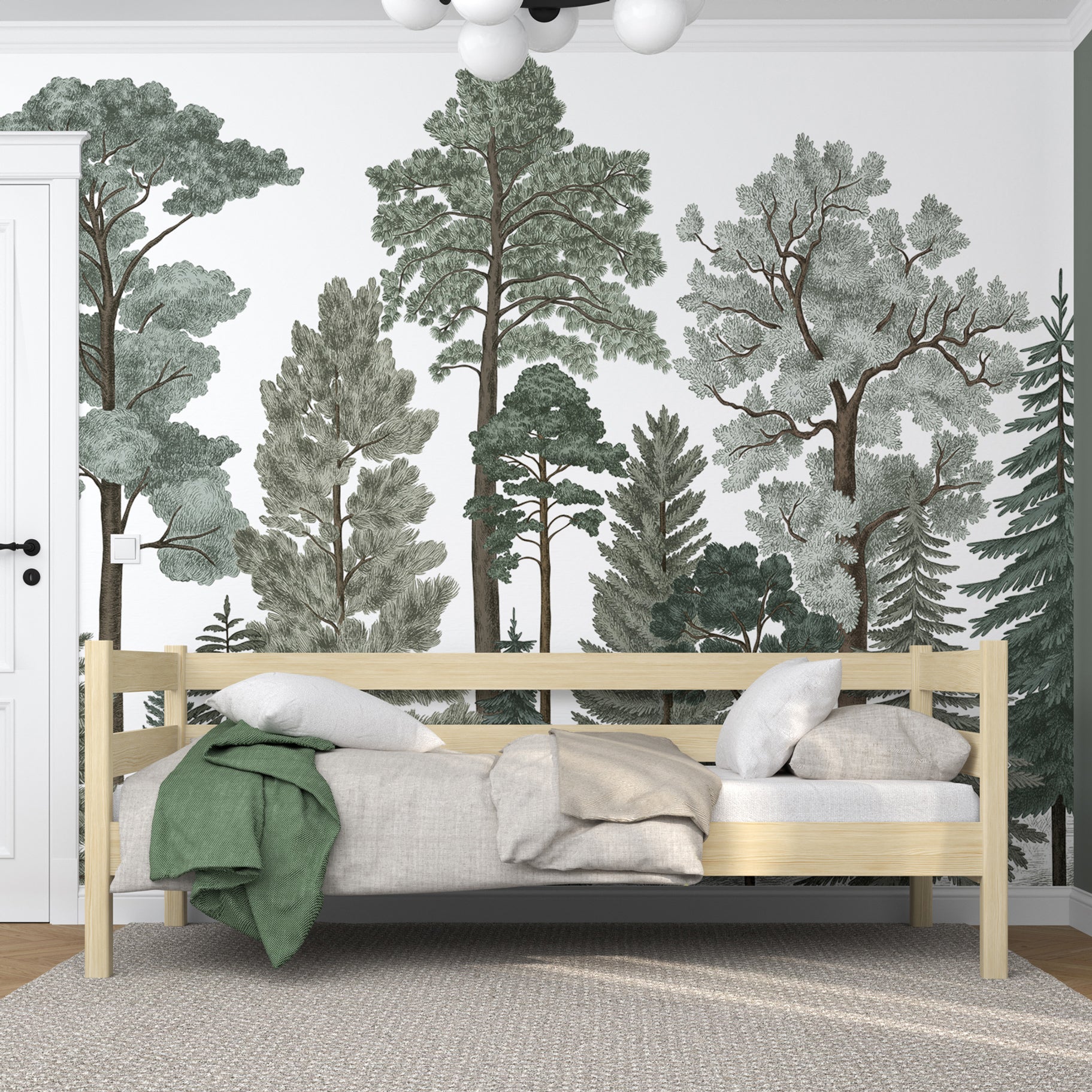 Clear pine sofa bed – wooden side barrier, child safety