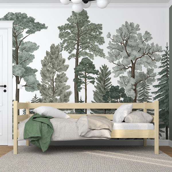 Clear pine sofa bed – wooden side barrier, child safety