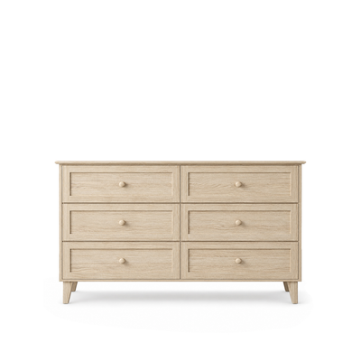 Chest of drawers with 6 drawers oak bleached oak 154 cm – bedroom, Scandinavian style