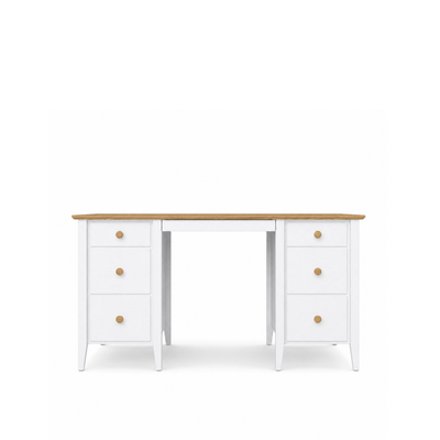 Wooden desk 6S Scandi white / natural oak