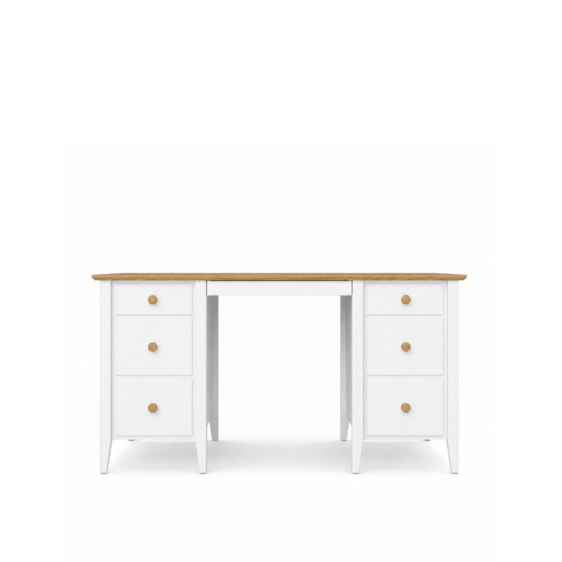 Wooden desk 6S Scandi white / natural oak