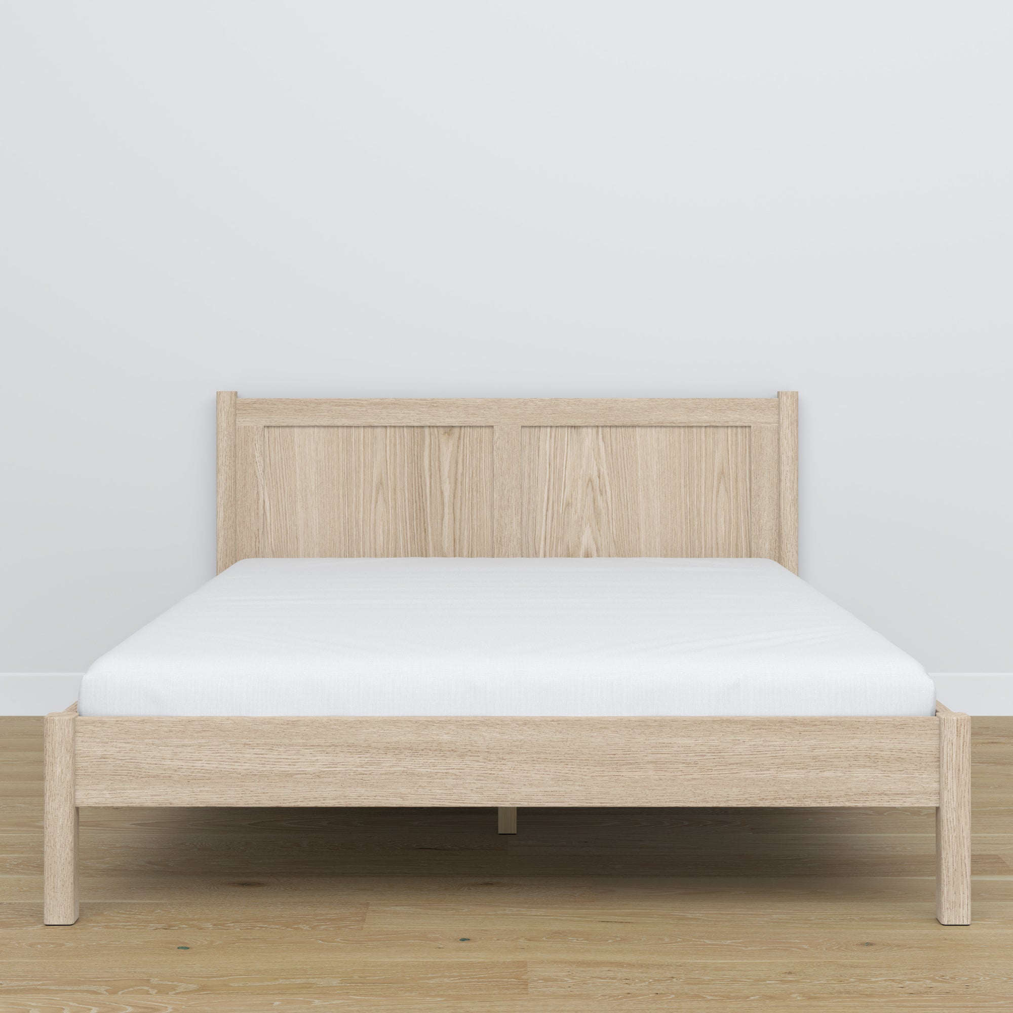 Double bed bleached oak – oak slatted frame, Nizio Home