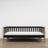 Sofa bed wooden black with oak – side view, shape and proportions of the furniture