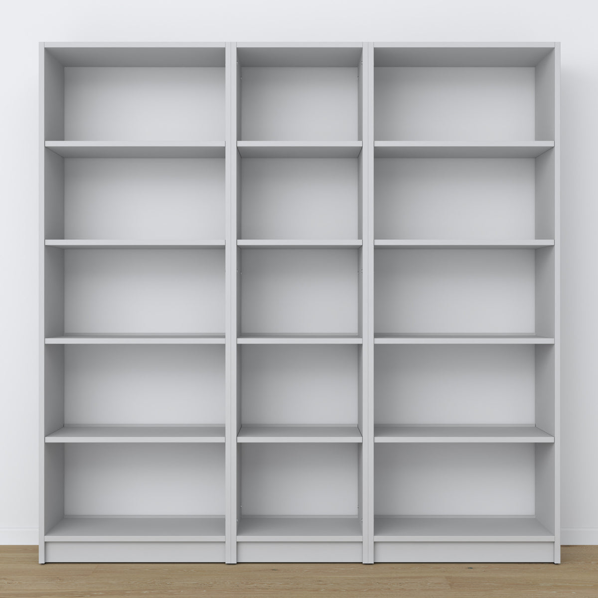 Bookcase wooden grey in the living room – Scandinavian arrangement, Nizio