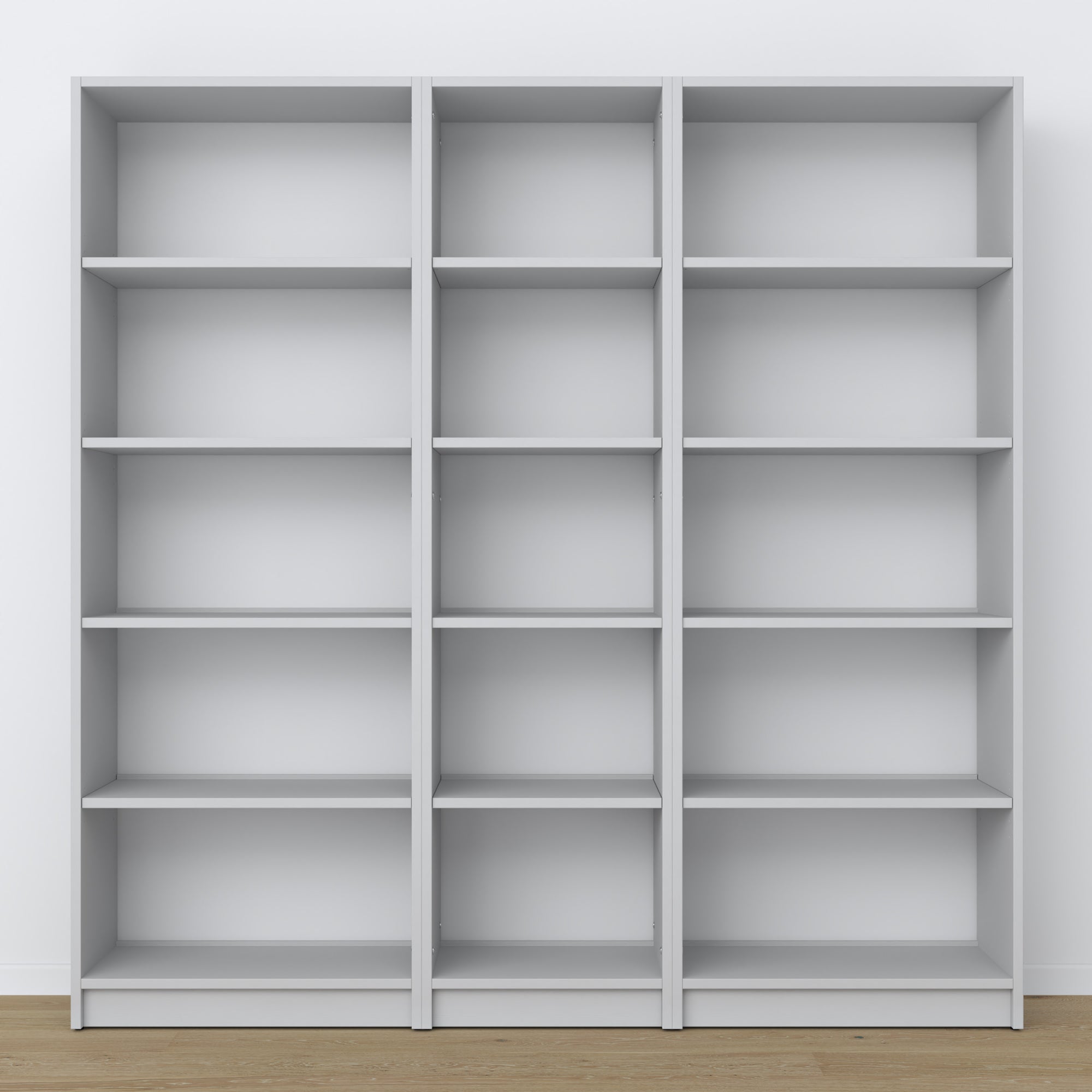 Bookcase wooden grey in the living room – Scandinavian arrangement, Nizio