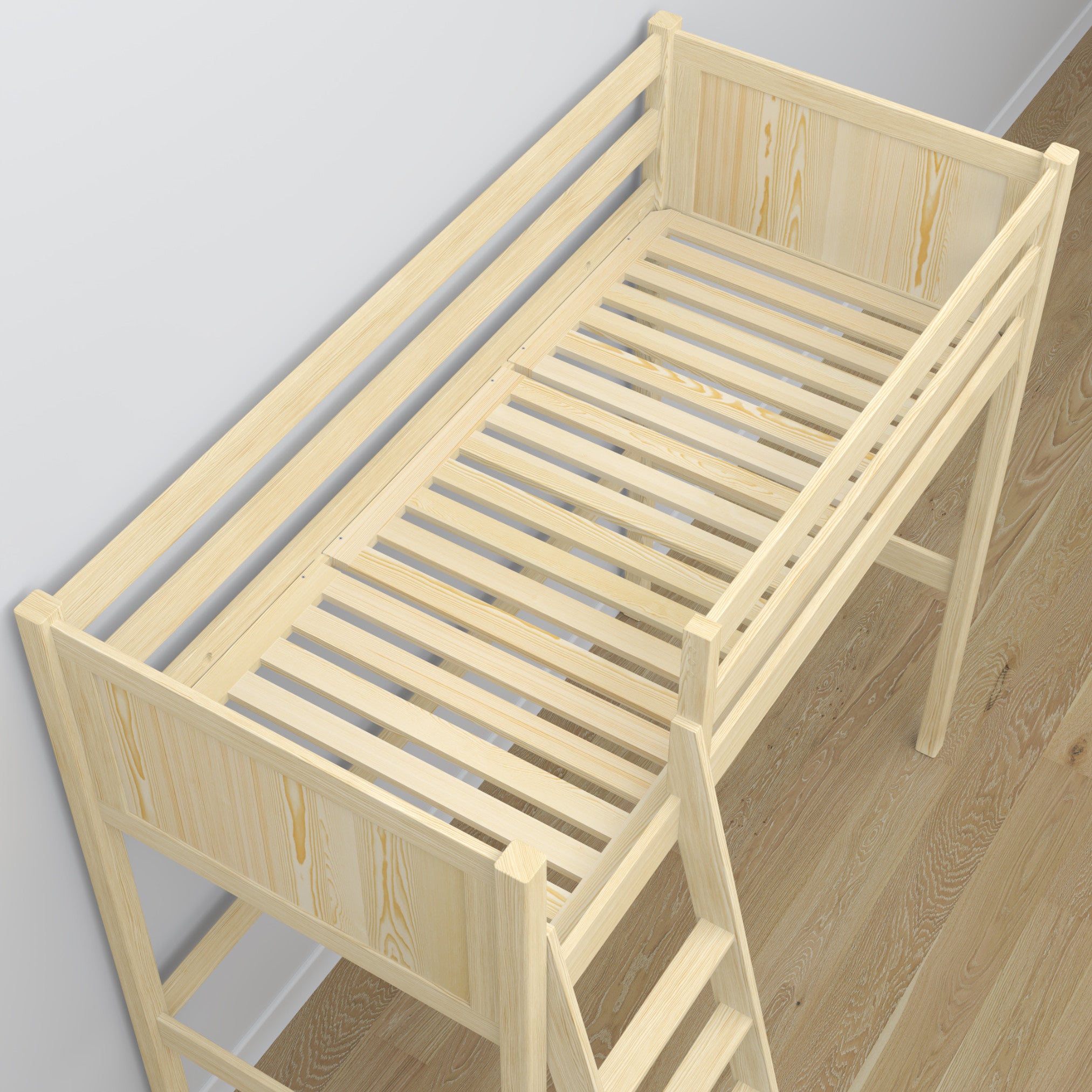 Clear Pine Wooden Loft Bed – Ladder and Joint Details, Nizio Home