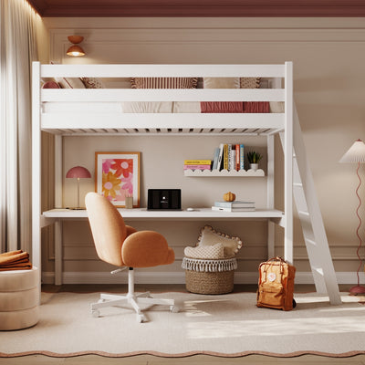 Loft Bed with Desk N02 Wooden in Custom RAL/NCS Color – Solid Wood, Nizio