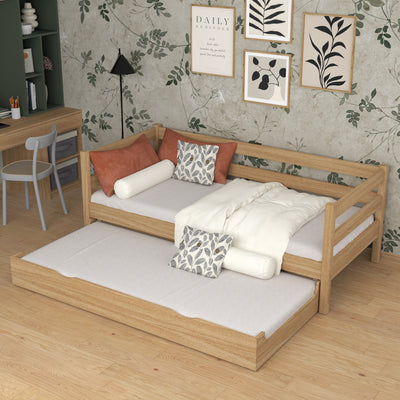 Oak sofa bed with mattress drawer natural oak – child’s room, scandi