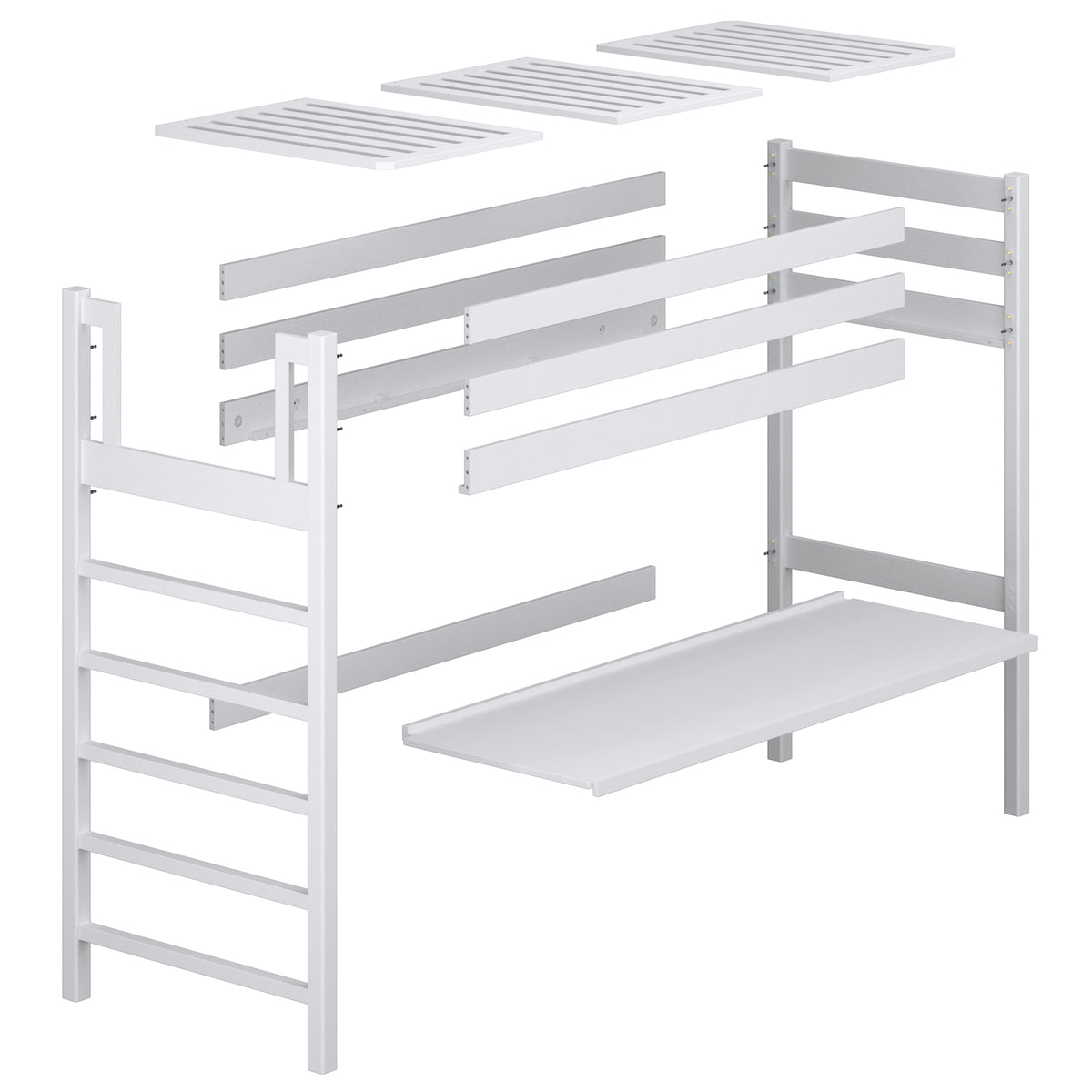 Oak Loft Bed with Desk Bleached Oak – Scandi Room Arrangement, Nizio