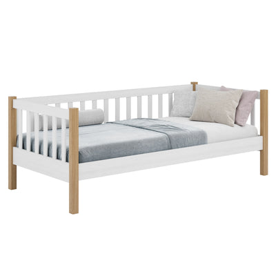 Sofa bed wooden white with oak – children’s room, Scandinavian style Nizio