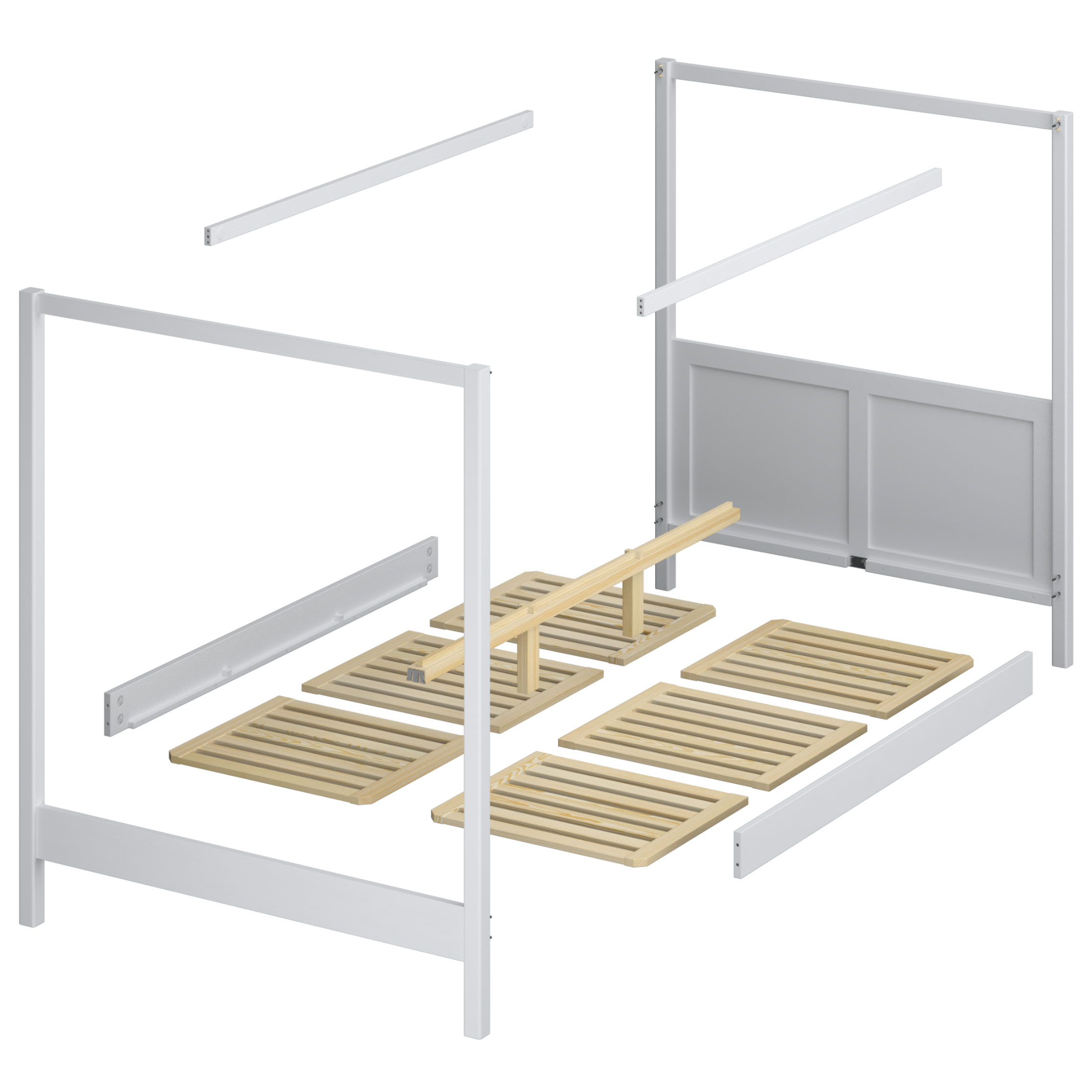 Oak canopy bed natural oak – wood details, premium quality, Nizio