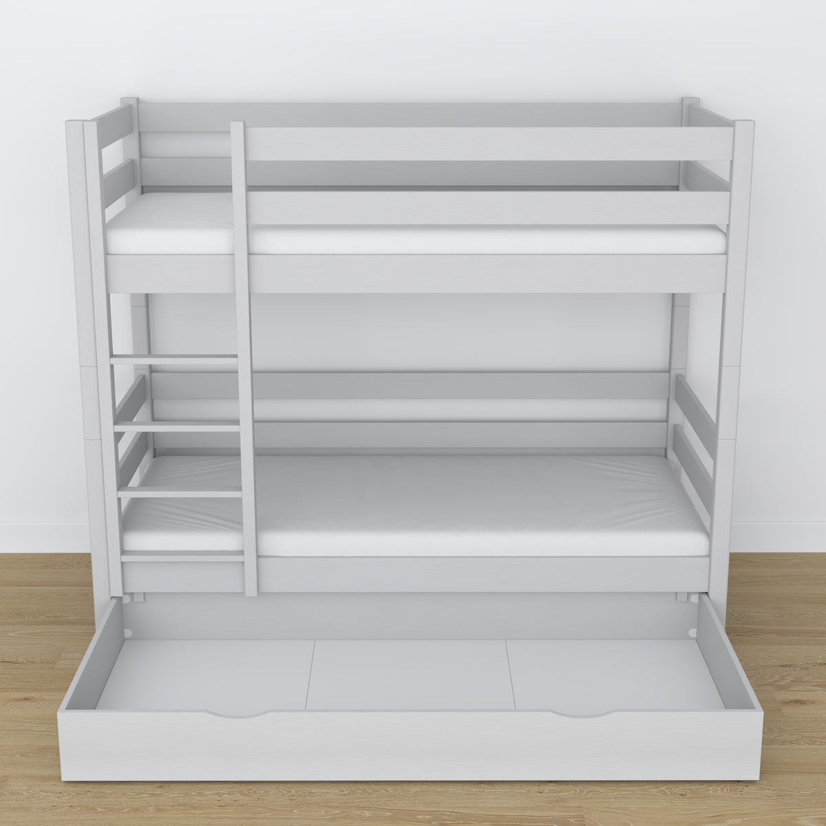 Grey Wooden Bunk Bed with Drawer – Dimensions and Diagram, Nizio