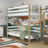 White and Oak Wooden Bunk Bed – Close-up of Joints and Wood Details