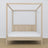 Oak double bed with canopy bleached oak – headboard and frame, close-up