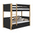 Black and Oak Wooden Bunk Bed – Open Drawer, Spacious Storage Under the Bed