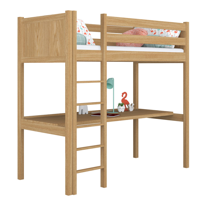 Oak Loft Bed with Desk Natural Oak – Children’s Room, Scandi Nizio