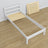 Wooden bed with drawer white – headboard, close-up of wood quality