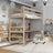 Oak Loft Bed with Desk Bleached Oak – Ladder and Safety Rail