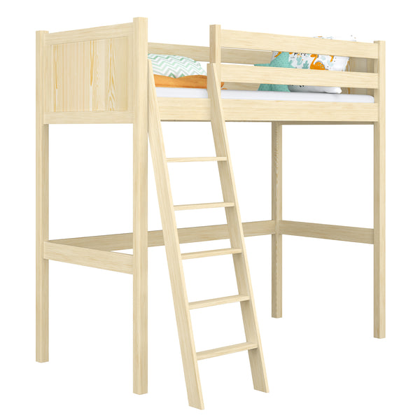 Clear Pine Wooden Loft Bed – Children’s Room, Solid Wood, Scandi Style