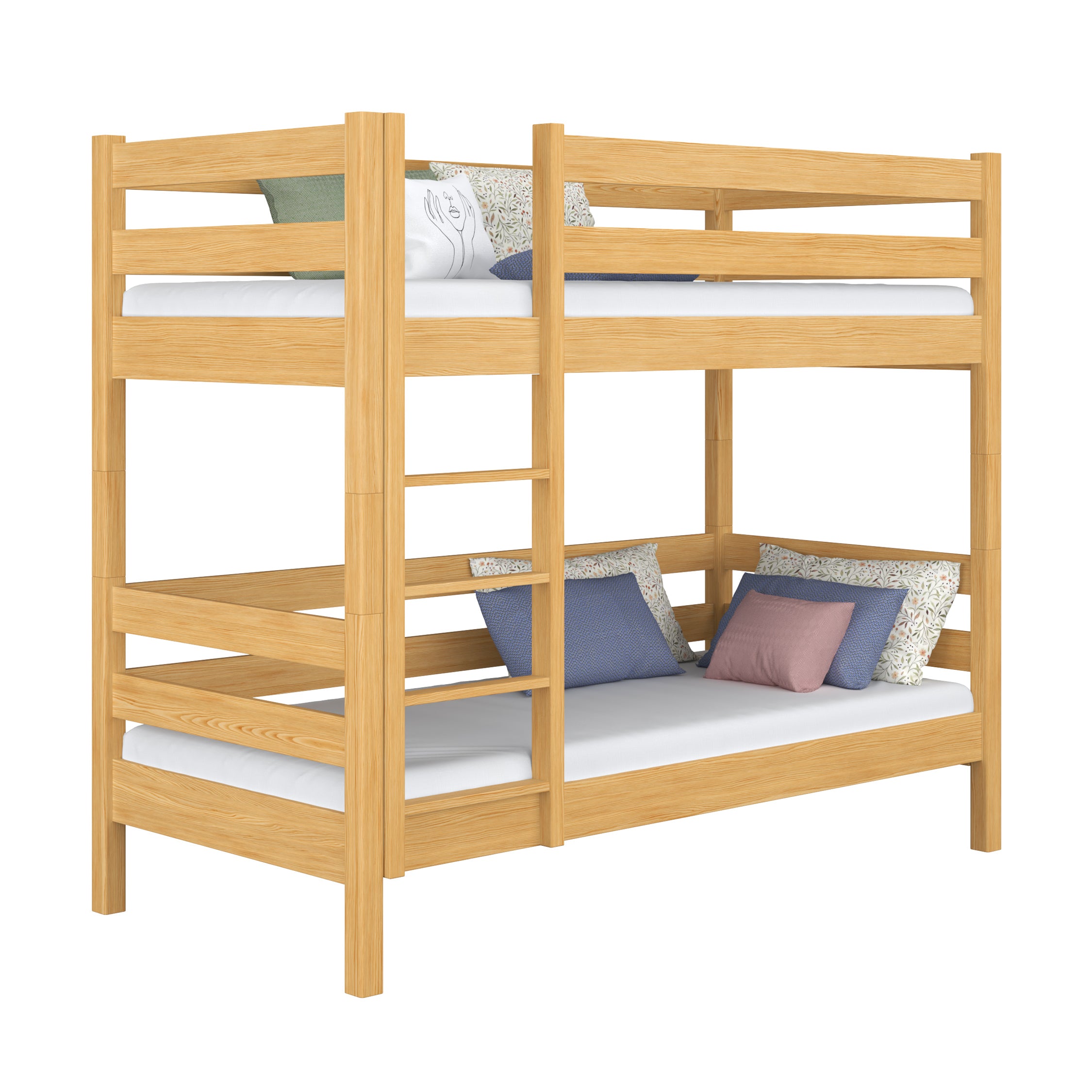Natural Pine Bunk Bed in Children’s Room – Scandi Arrangement, Wooden