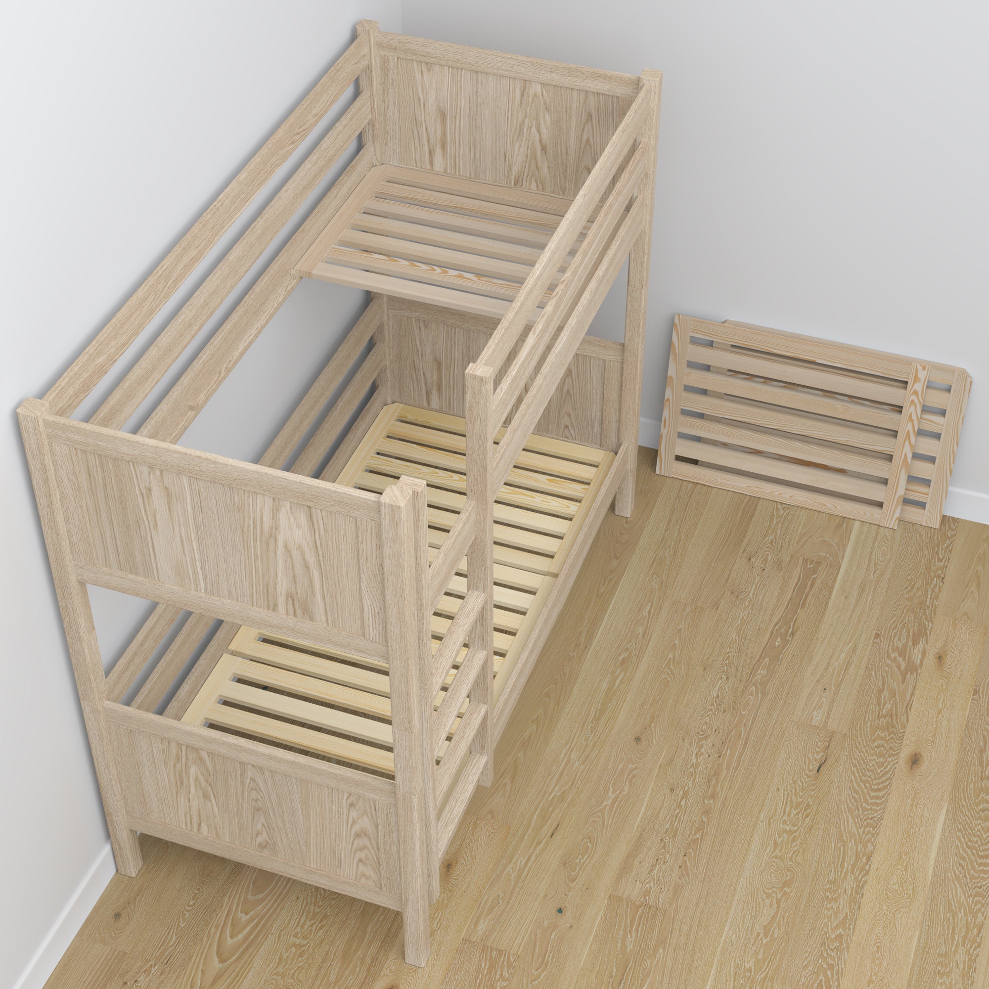 Bleached Oak Bunk Bed – Oak Joinery Joints, Close-up, Nizio Home