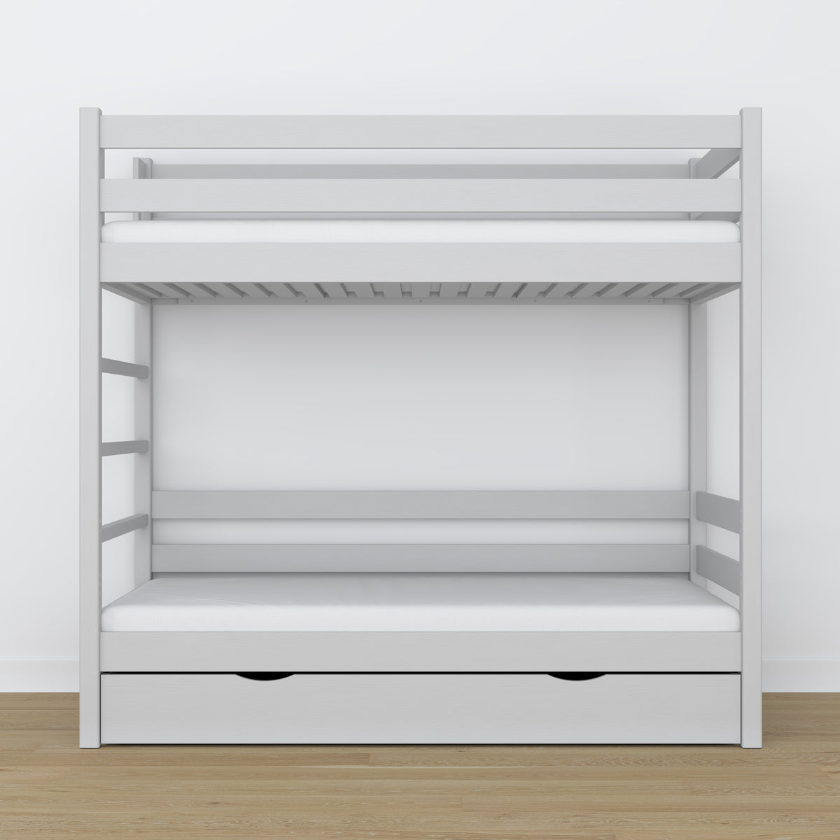 Grey Wooden Bunk Bed with Drawer – Dimensions and Diagram, Nizio