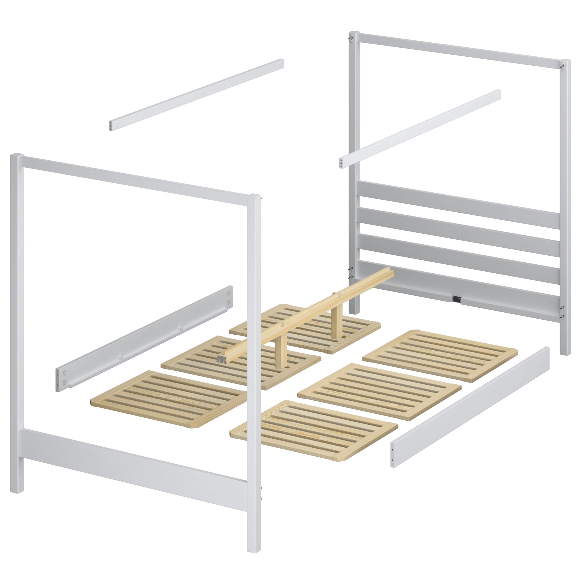 Oak canopy bed bleached oak – wood details, premium quality, Nizio