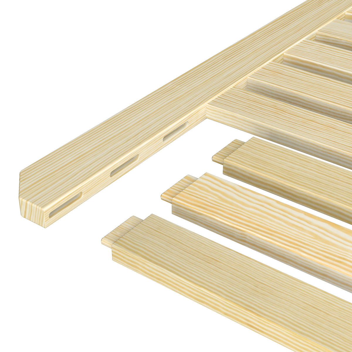 Natural Pine Wooden Loft Bed with Desk – Frame and Slats, Nizio