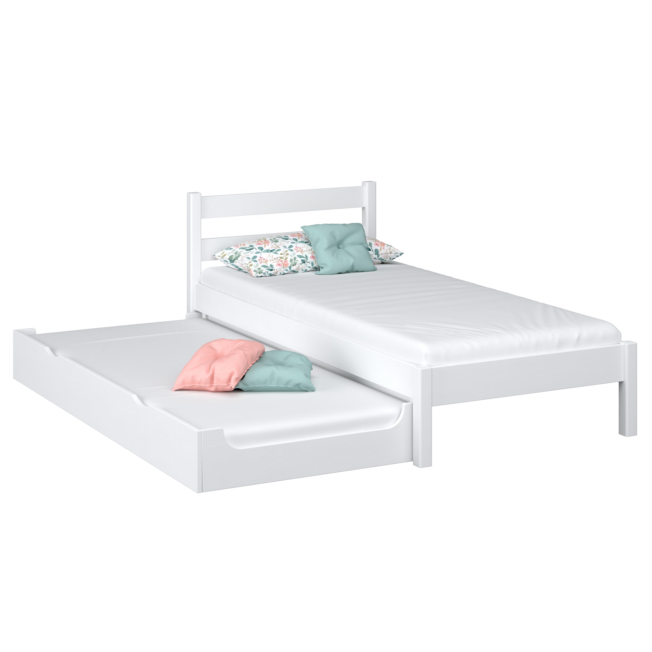 Single bed with mattress drawer N01 wooden in custom RAL/NCS color – solid wood, Nizio