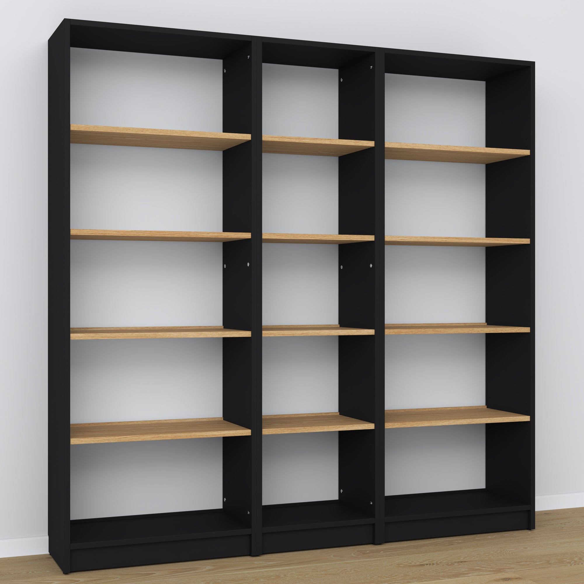 Bookcase black-oak – wooden joints, close-up of workmanship quality