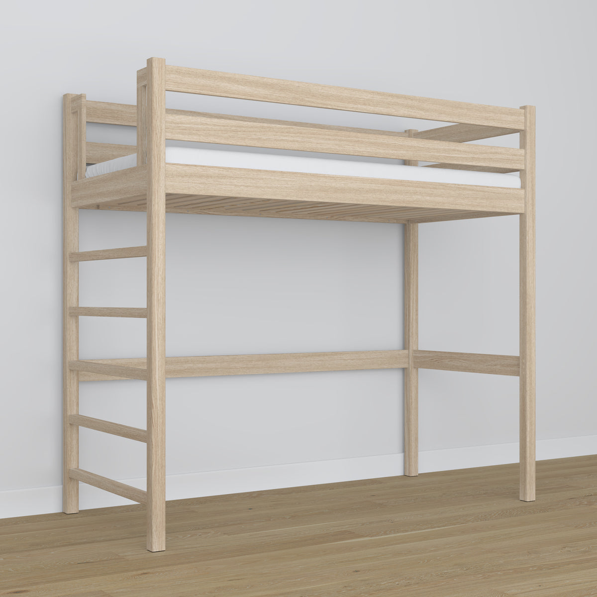 Loft bed bleached oak oak – dimensions and diagram, Nizio