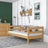 Sofa bed wooden natural pine – side view, shape and proportions of the furniture