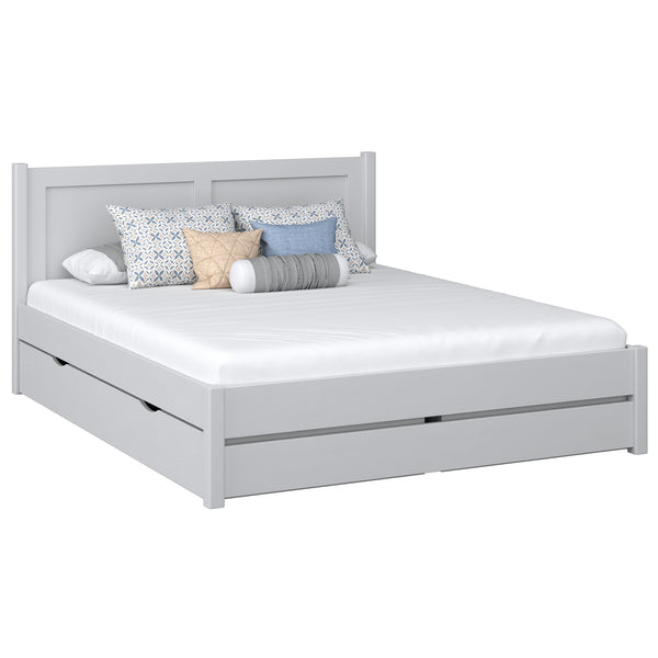 Double bed with wooden drawer grey – bedroom, storage, scandi style