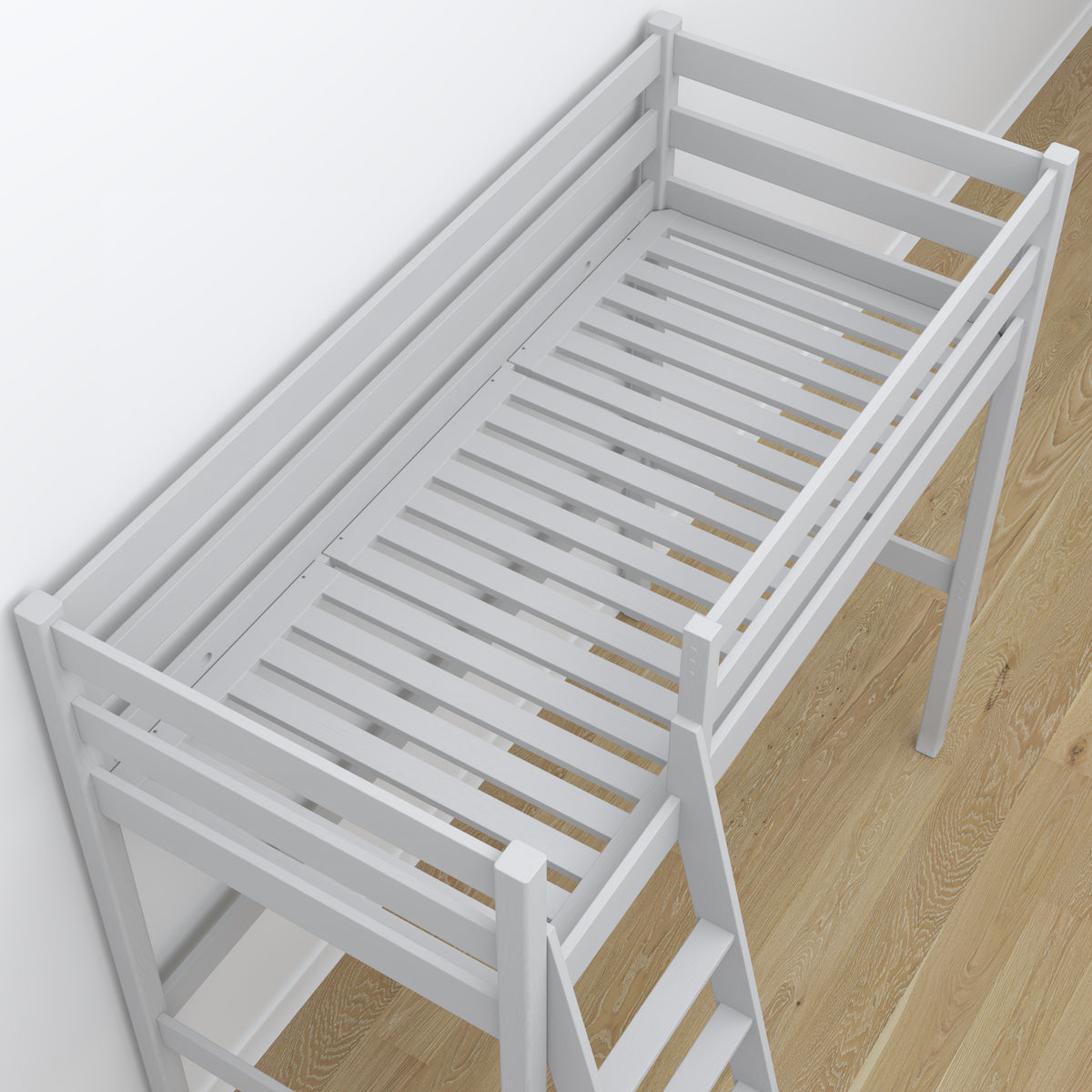 Grey Wooden Loft Bed – Ladder and Joint Details, Nizio Home