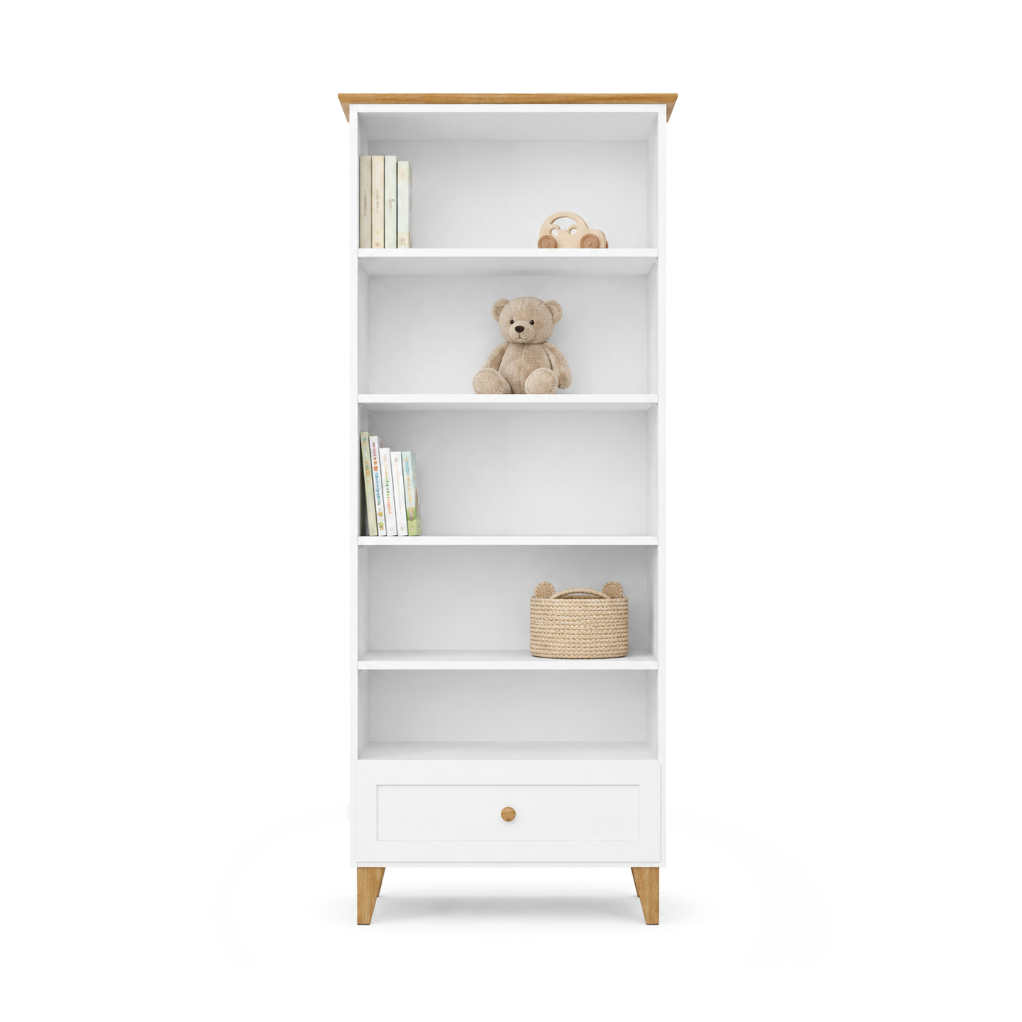 Wooden shelf 1S 80 Scandi white / oak
