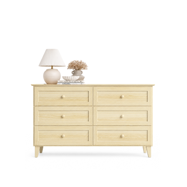 Chest of drawers with 6 drawers pine clear pine 154 cm – bedroom, Scandinavian style