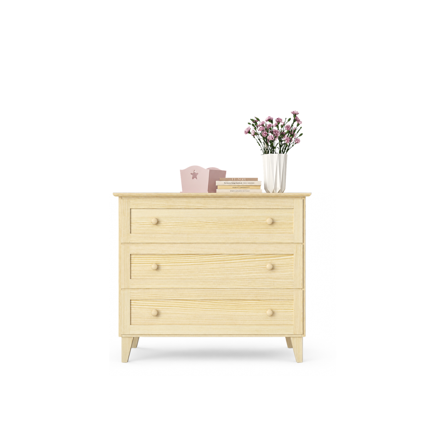 Chest of drawers with 3 drawers pine clear pine 105 cm – bedroom, Scandinavian style