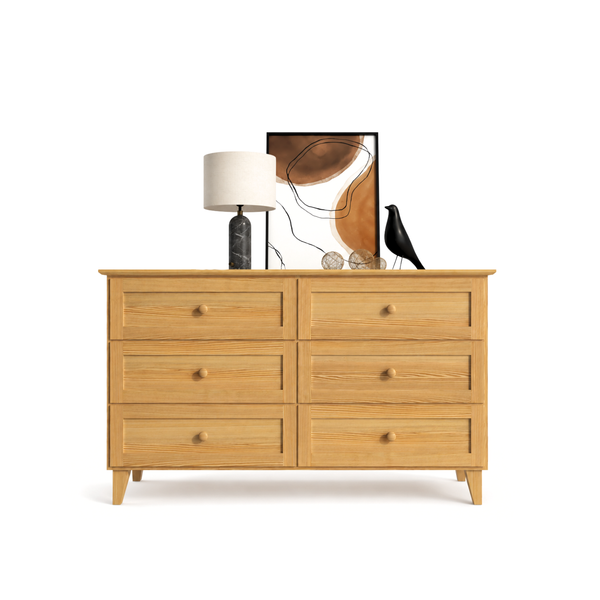 Chest of drawers with 6 drawers pine natural pine 154 cm – bedroom, Scandinavian style