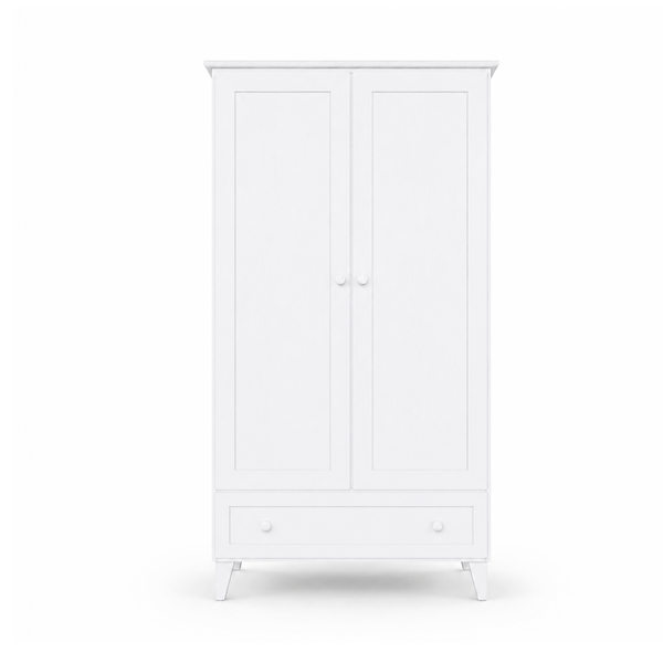 Wooden wardrobe 2D1S Scandi white