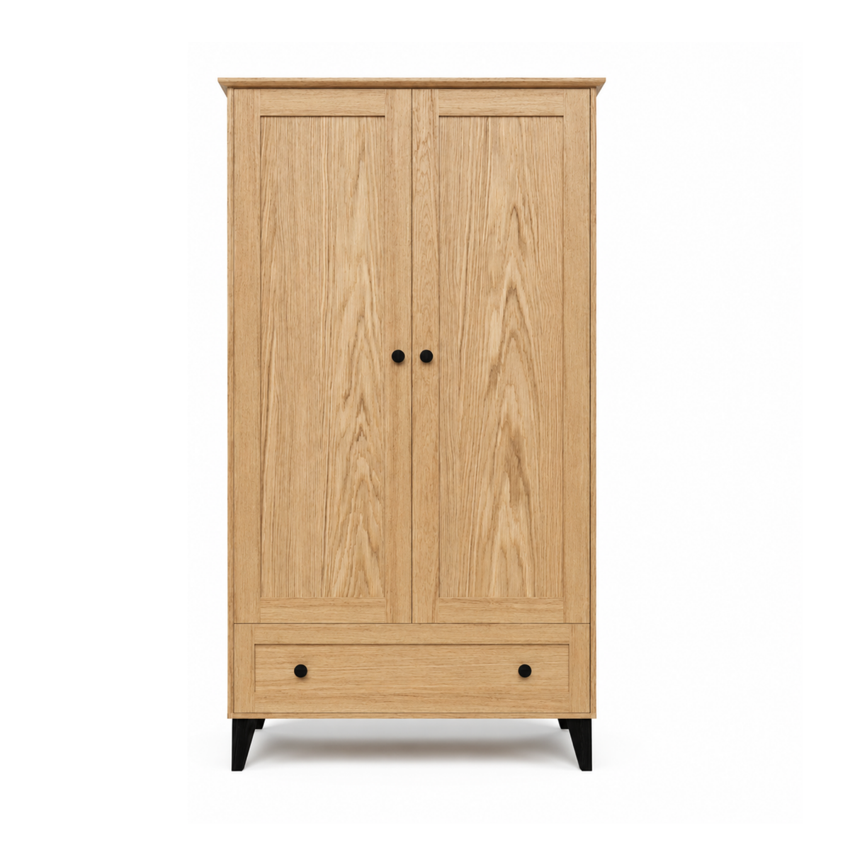 Oak wardrobe 2D1S Scandi oak natural / black