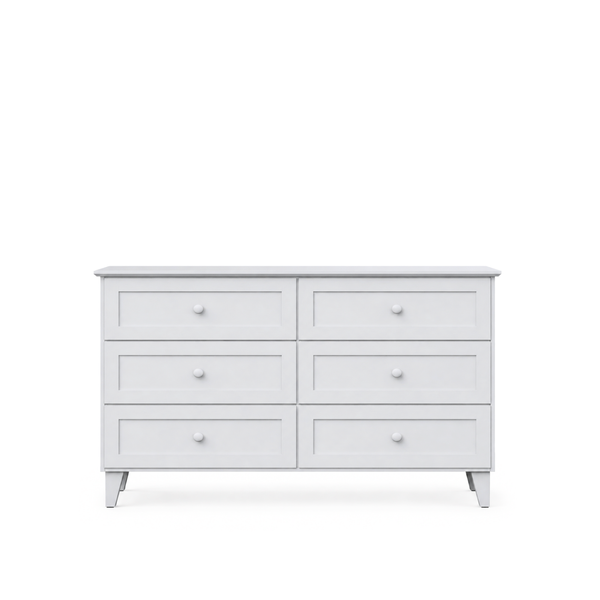 Chest of drawers with 6 drawers wooden grey 154 cm – bedroom, Scandinavian style