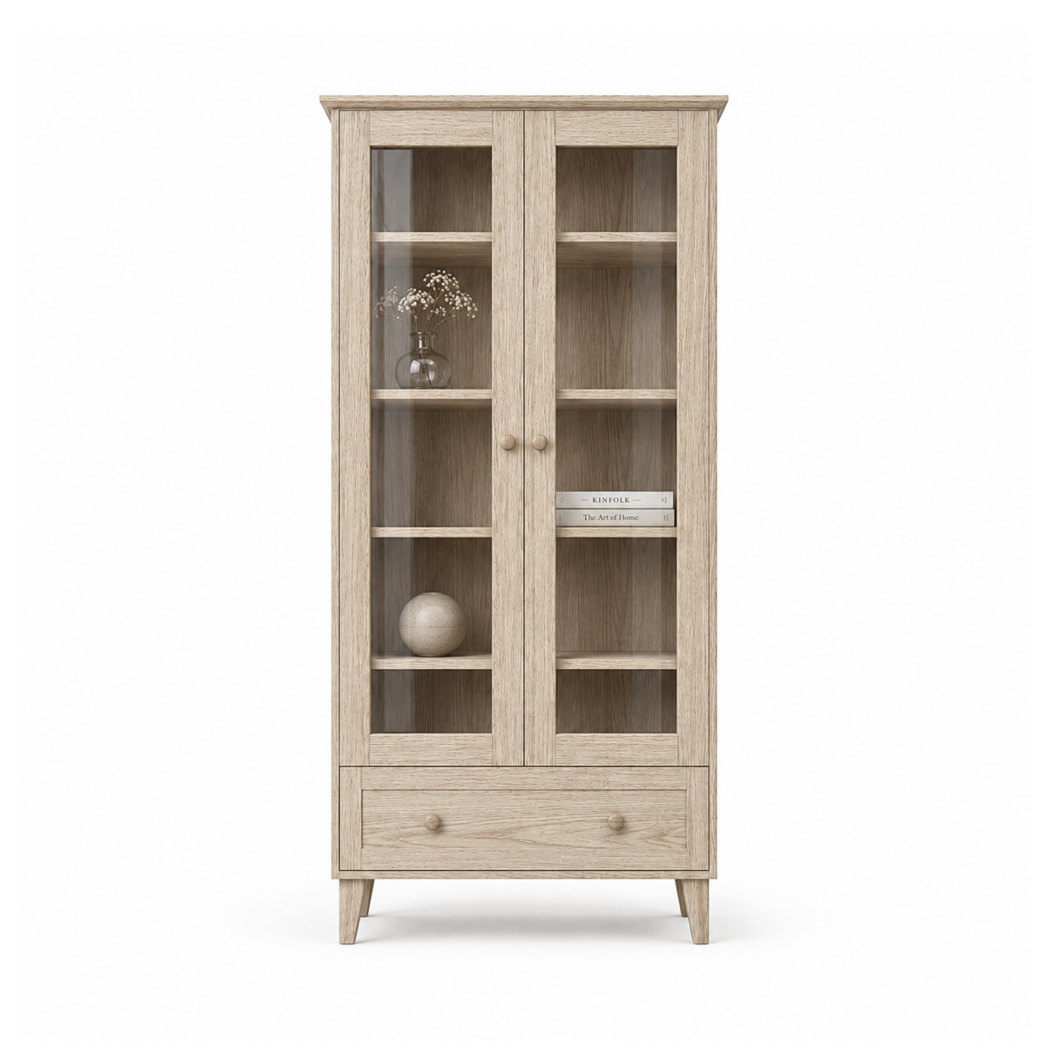 Oak Display Cabinet 1S 90 Scandi bleached oak